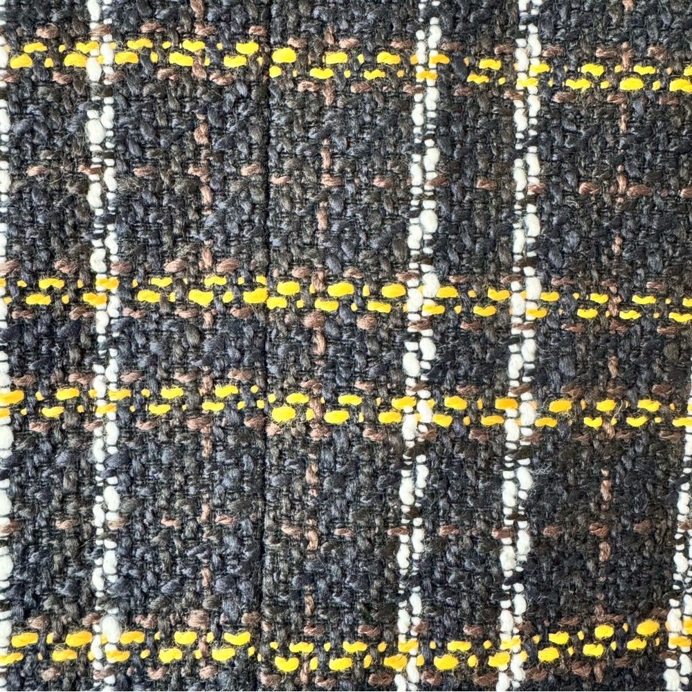 L’AGENCE Belmont Fringe Tweed Jacket Black Yellow Plaid Gold Buttons NWT Size 8 - Picture 8 of 16